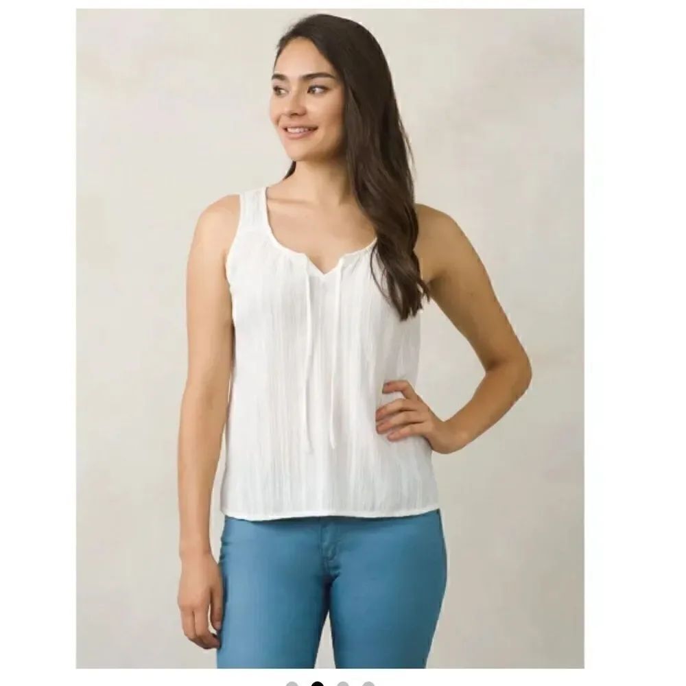 prAna Jardin Top White Tank Organic Cotton medium